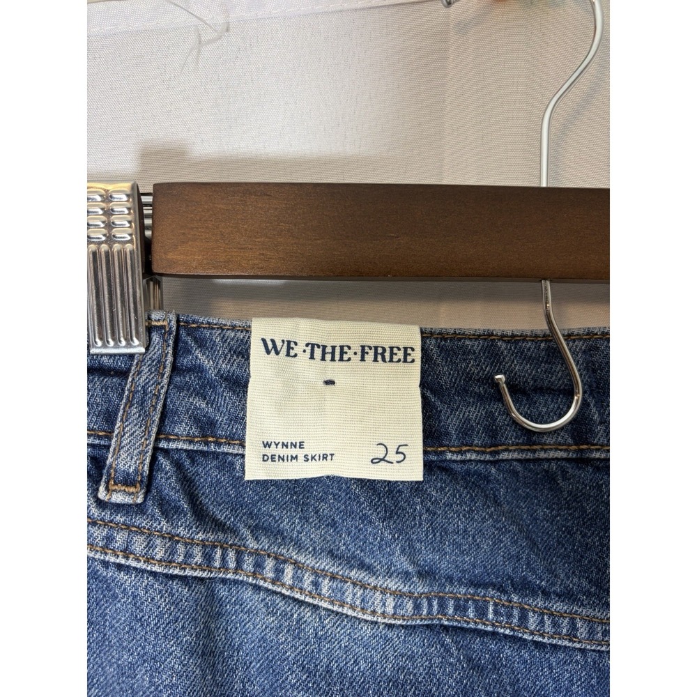 Free People Wynne Denim Skirt Size 25 Blue Casual Button Up Wrap Preppy Y2K - Picture 7 of 12